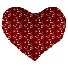 Red White Music Large 19  Premium Heart Shape Cushions by snowwhitegirl