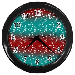 Red Teal Music Wall Clock (black) by snowwhitegirl