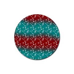 Red Teal Music Rubber Coaster (round)  by snowwhitegirl