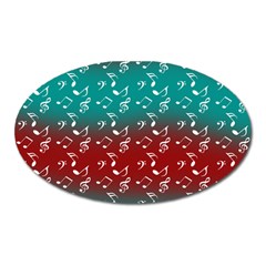 Red Teal Music Oval Magnet