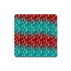 Red Teal Music Square Magnet by snowwhitegirl