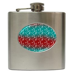 Red Teal Music Hip Flask (6 Oz) by snowwhitegirl