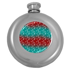 Red Teal Music Round Hip Flask (5 Oz) by snowwhitegirl