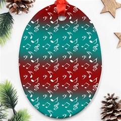 Red Teal Music Oval Ornament (two Sides) by snowwhitegirl