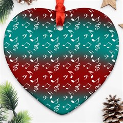 Red Teal Music Heart Ornament (two Sides) by snowwhitegirl