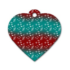 Red Teal Music Dog Tag Heart (two Sides) by snowwhitegirl