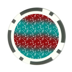 Red Teal Music Poker Chip Card Guard by snowwhitegirl