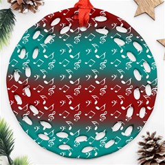 Red Teal Music Round Filigree Ornament (two Sides) by snowwhitegirl