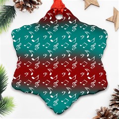 Red Teal Music Snowflake Ornament (two Sides) by snowwhitegirl