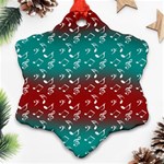 Red Teal Music Snowflake Ornament (Two Sides) Front