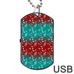 Red Teal Music Dog Tag Usb Flash (one Side) by snowwhitegirl