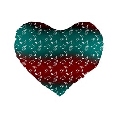 Red Teal Music Standard 16  Premium Heart Shape Cushions by snowwhitegirl