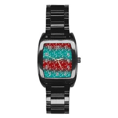 Red Teal Music Stainless Steel Barrel Watch by snowwhitegirl