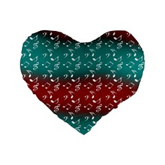 Red Teal Music Standard 16  Premium Flano Heart Shape Cushions by snowwhitegirl