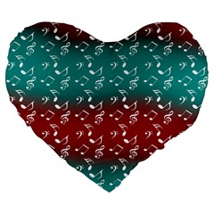 Red Teal Music Large 19  Premium Flano Heart Shape Cushions by snowwhitegirl