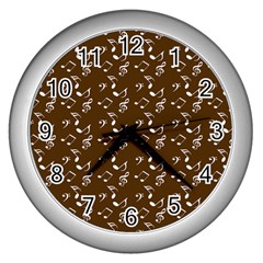 Brown Music Wall Clock (silver) by snowwhitegirl