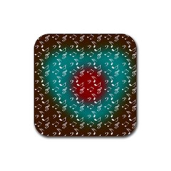 Teal Music Heart Music Rubber Coaster (square)  by snowwhitegirl