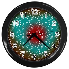 Teal Music Heart Music Wall Clock (black) by snowwhitegirl