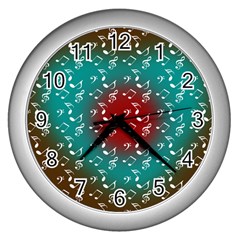 Teal Music Heart Music Wall Clock (silver) by snowwhitegirl