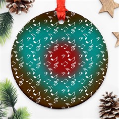 Teal Music Heart Music Round Ornament (two Sides) by snowwhitegirl