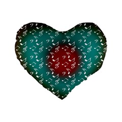 Teal Music Heart Music Standard 16  Premium Heart Shape Cushions by snowwhitegirl