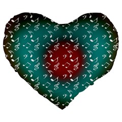 Teal Music Heart Music Large 19  Premium Heart Shape Cushions by snowwhitegirl