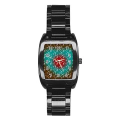 Teal Music Heart Music Stainless Steel Barrel Watch by snowwhitegirl