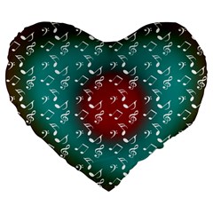 Teal Music Heart Music Large 19  Premium Flano Heart Shape Cushions by snowwhitegirl