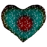 Teal Music Heart Music Large 19  Premium Flano Heart Shape Cushions Back