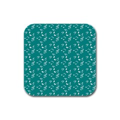 Teal Music Rubber Square Coaster (4 Pack)  by snowwhitegirl