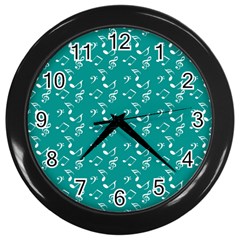 Teal Music Wall Clock (black) by snowwhitegirl