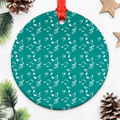 Teal Music Round Ornament (two Sides) by snowwhitegirl