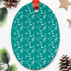 Teal Music Oval Ornament (two Sides) by snowwhitegirl