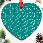 Teal Music Heart Ornament (Two Sides) Front