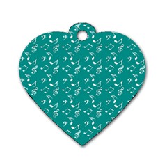 Teal Music Dog Tag Heart (two Sides) by snowwhitegirl