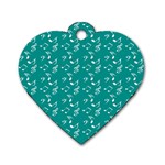 Teal Music Dog Tag Heart (Two Sides) Front