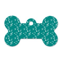 Teal Music Dog Tag Bone (one Side) by snowwhitegirl