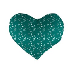 Teal Music Standard 16  Premium Heart Shape Cushions by snowwhitegirl