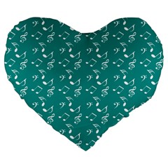 Teal Music Large 19  Premium Heart Shape Cushions by snowwhitegirl