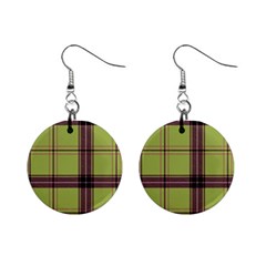 Avocado Green Plaid Mini Button Earrings by snowwhitegirl