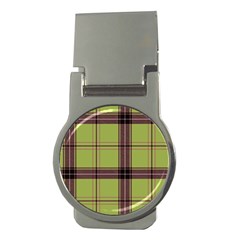 Avocado Green Plaid Money Clips (round)  by snowwhitegirl