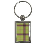 Avocado Green Plaid Key Chains (Rectangle)  Front