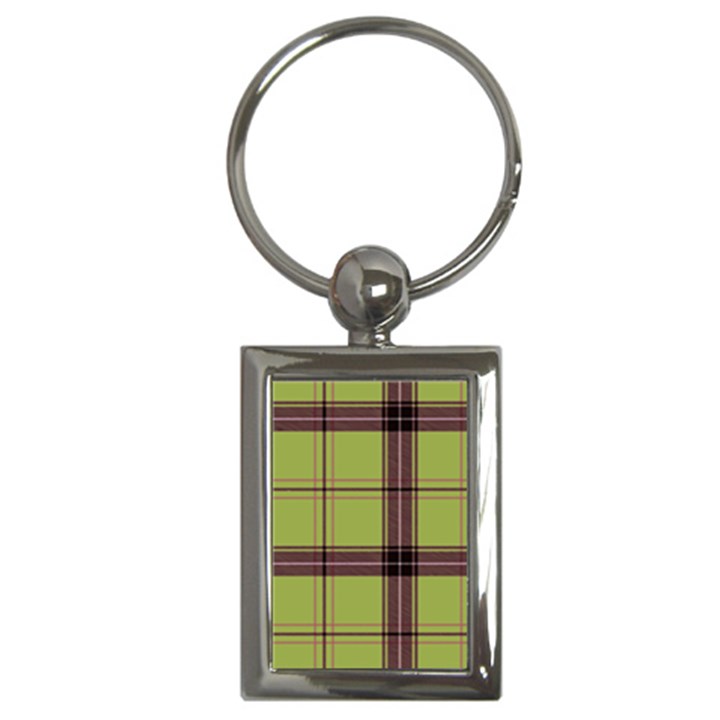 Avocado Green Plaid Key Chains (Rectangle) 