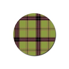 Avocado Green Plaid Rubber Round Coaster (4 Pack)  by snowwhitegirl