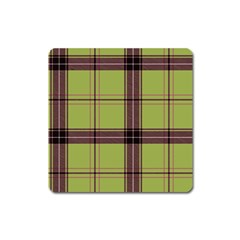 Avocado Green Plaid Square Magnet by snowwhitegirl