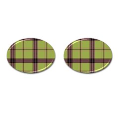 Avocado Green Plaid Cufflinks (oval) by snowwhitegirl