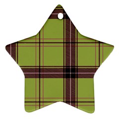 Avocado Green Plaid Star Ornament (two Sides) by snowwhitegirl