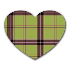 Avocado Green Plaid Heart Mousepads by snowwhitegirl