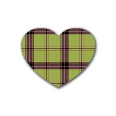 Avocado Green Plaid Rubber Coaster (heart)  by snowwhitegirl