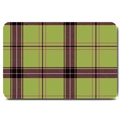 Avocado Green Plaid Large Doormat  by snowwhitegirl